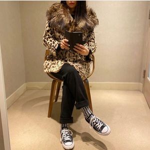 Vintage leopard print fur coat